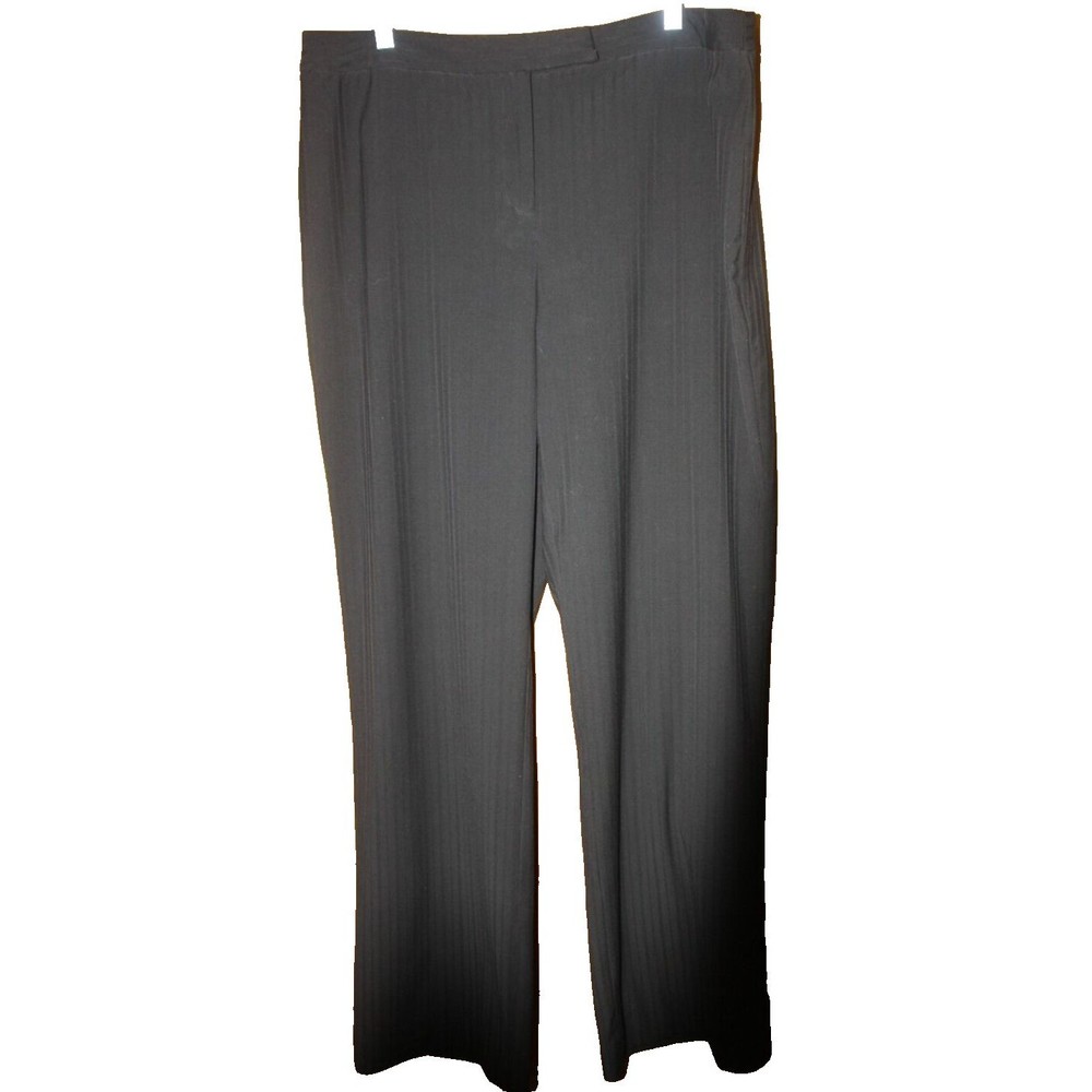 Rafaella Black Pinstripe Dress Pants Sz 16 Straight Leg Hidden Closure Pockets